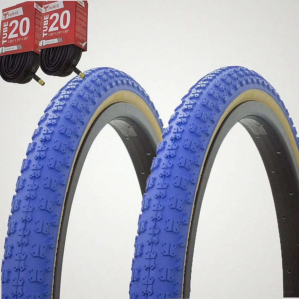 PAIR PRO+ Bicycle Bike TiresTubes 20" x 1.75" Blue Gum Side Wall BMX COMP3 III