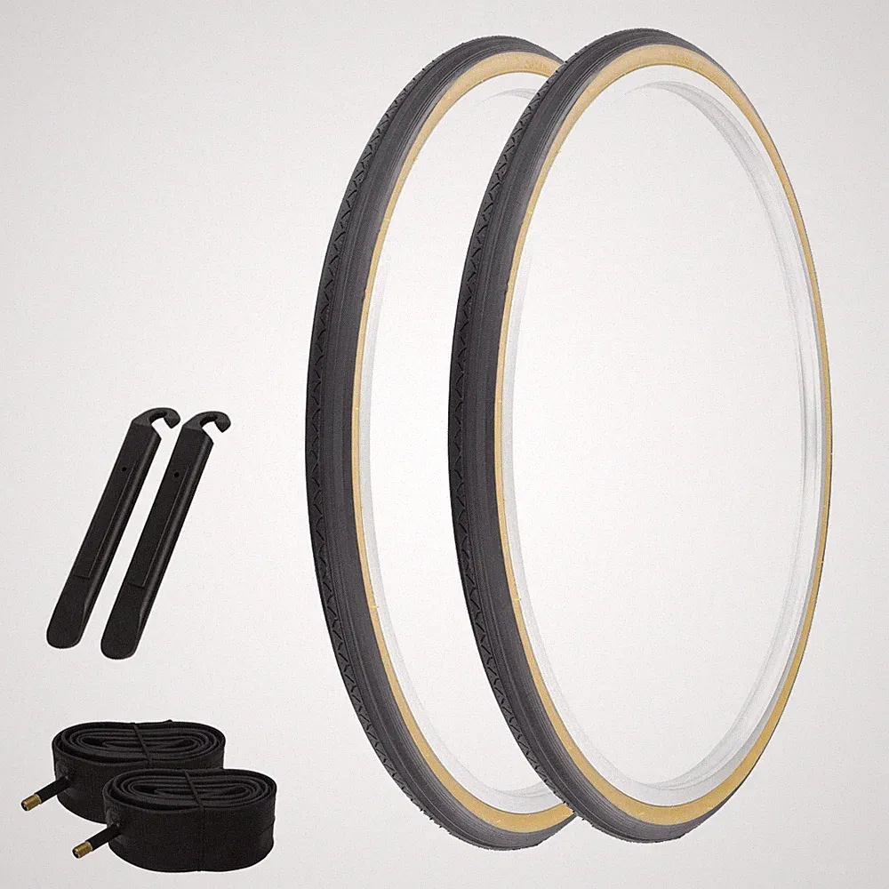 PRO+ Bicycle 26" x 1-3/8" Black/Gum TOURING (2) Bicycle 26" Tires,Tube,Levers