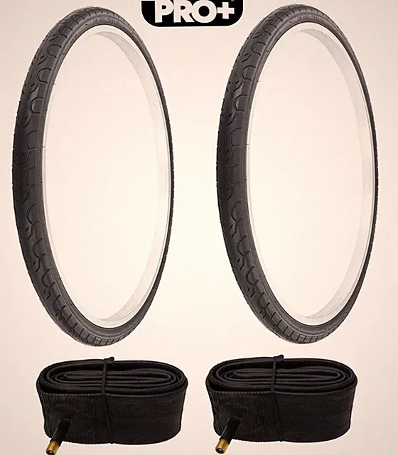 PRO+ BICYCLE TIRES 26 x 1.50 BLACK G-5013 CITY CAVALIER SEMI-SLICK TREAD W/TUBES